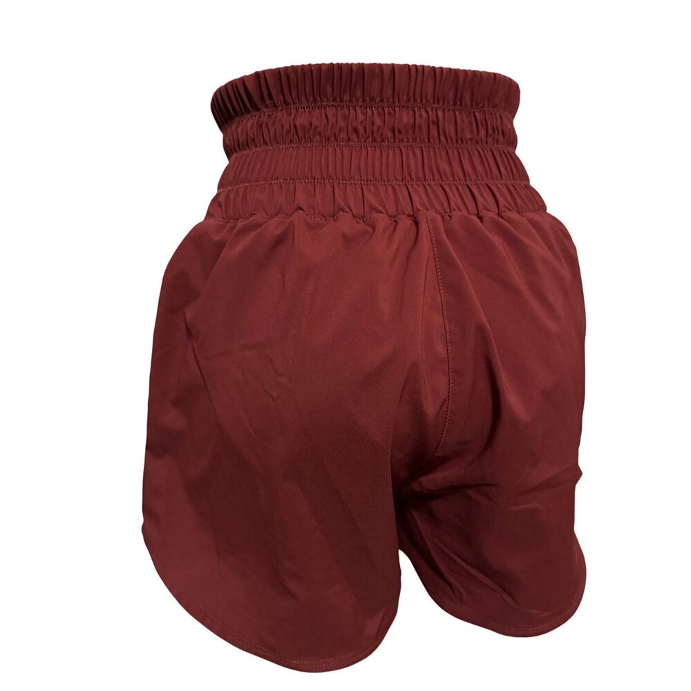 Nike Womens XS High Waisted Smocked Running Shorts Burgundy Red Lined DX6642
